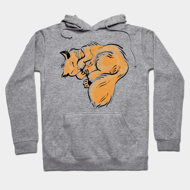 Orange Fluffy Sleepy Kitty Hoodie by Cassandra Reichert